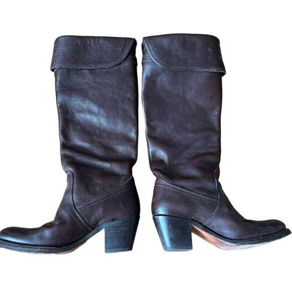 Frye Jane Tall Cuff Leather Boots Size 6 77595 - Picture 2 of 7